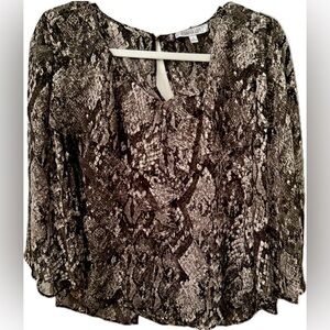 Jennifer Lopez Snake Gray and Black Graphic Blouse